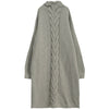 [EAM] Women Gray Knitting Big Size Long Dress New High Collar Long Sleeve Loose Fit Fashion Tide Spring Autumn 2019 1D402