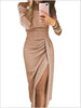 Sparkling Lace winter bodycon Shining slim long sleeve party Dinner dress women autumn night Split sexy pink clothes sukienka 5X